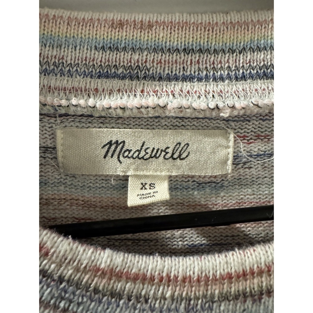 Madewell XS Space Dye Cropped Sweatshirt Balloon Sleeve Crewneck Pullover - Picture 4 of 8